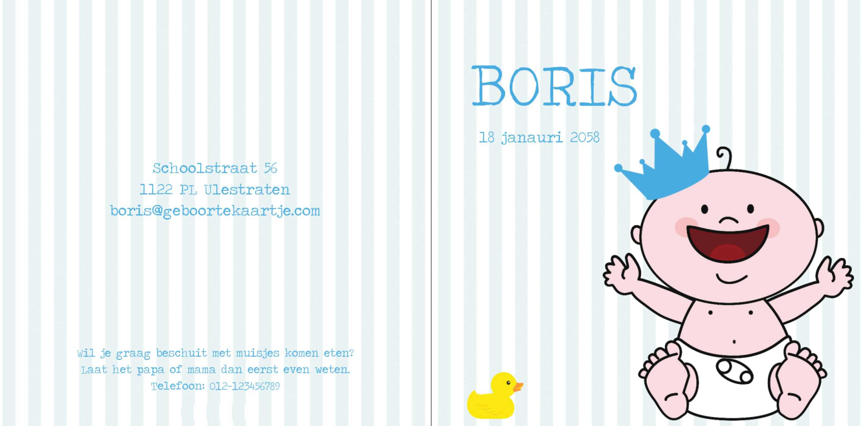 Kaartje met koning baby Kaartje met koning baby