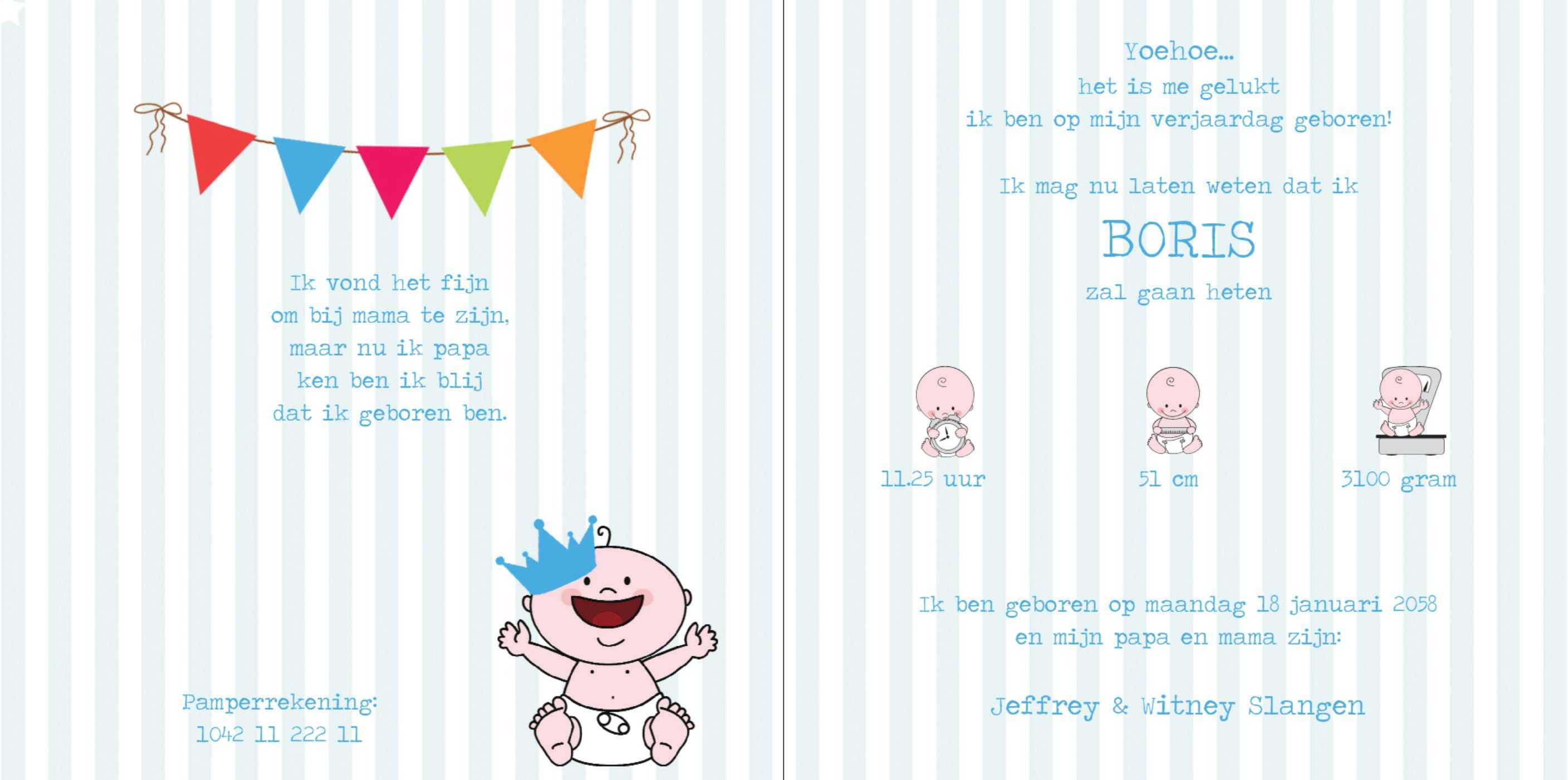 Kaartje met koning baby Kaartje met koning baby