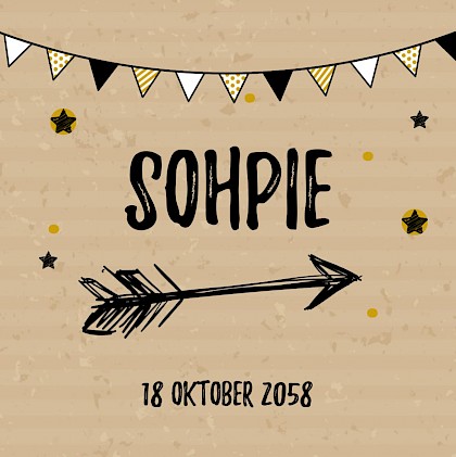 Kaartje een met pijl op kraft karton