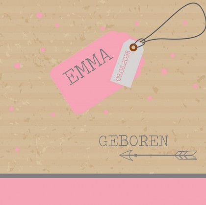 Kaartje voor een meisje op kraft karton