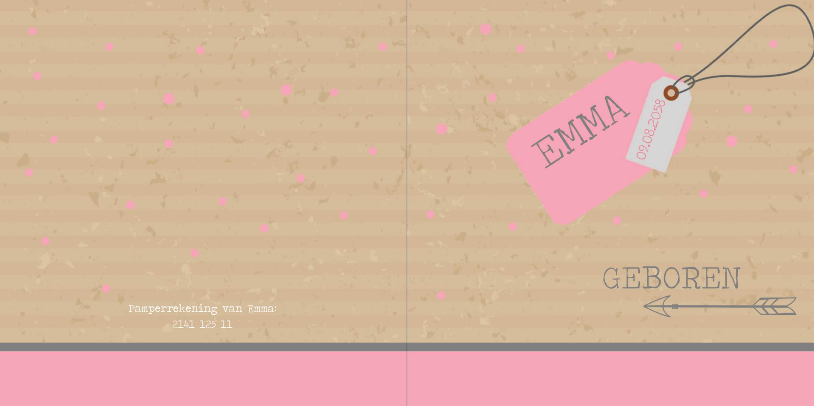 Kaartje voor een meisje op kraft karton Kaartje voor een meisje op kraft karton