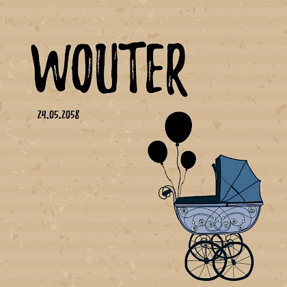 Jongenskaartje met kinderwagen Jongenskaartje met kinderwagen