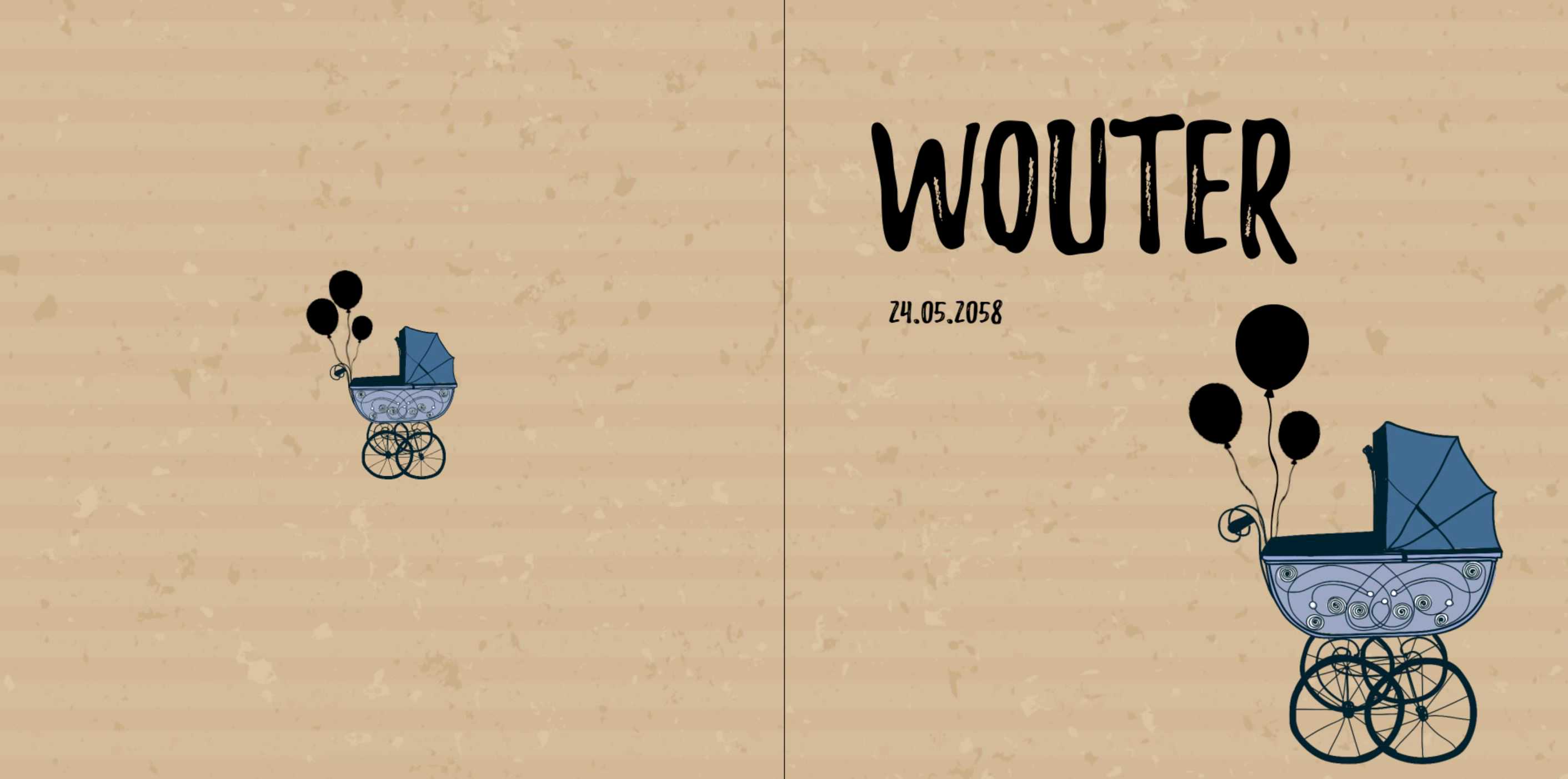 Jongenskaartje met kinderwagen Jongenskaartje met kinderwagen