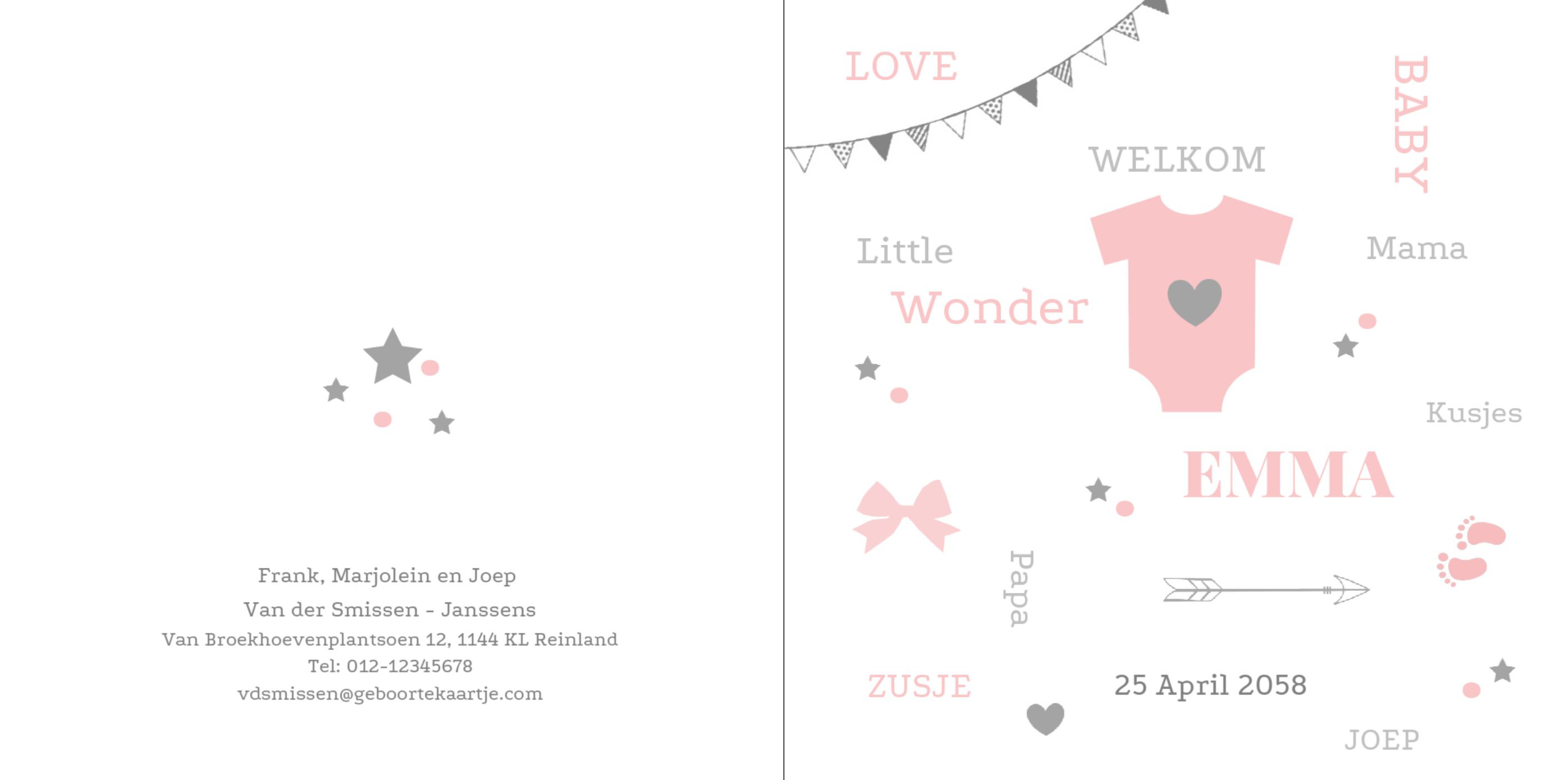 Meisjeskaartje met rompertje Meisjeskaartje met rompertje