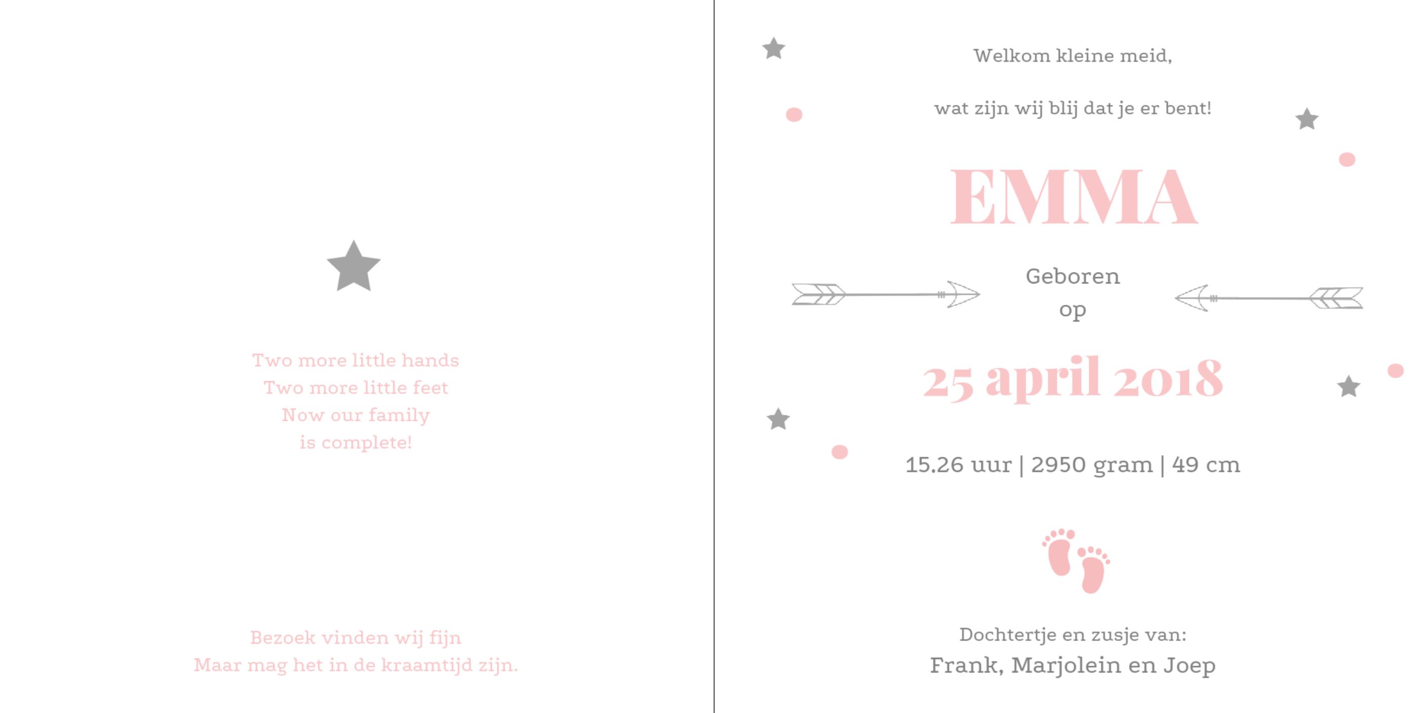 Meisjeskaartje met rompertje Meisjeskaartje met rompertje