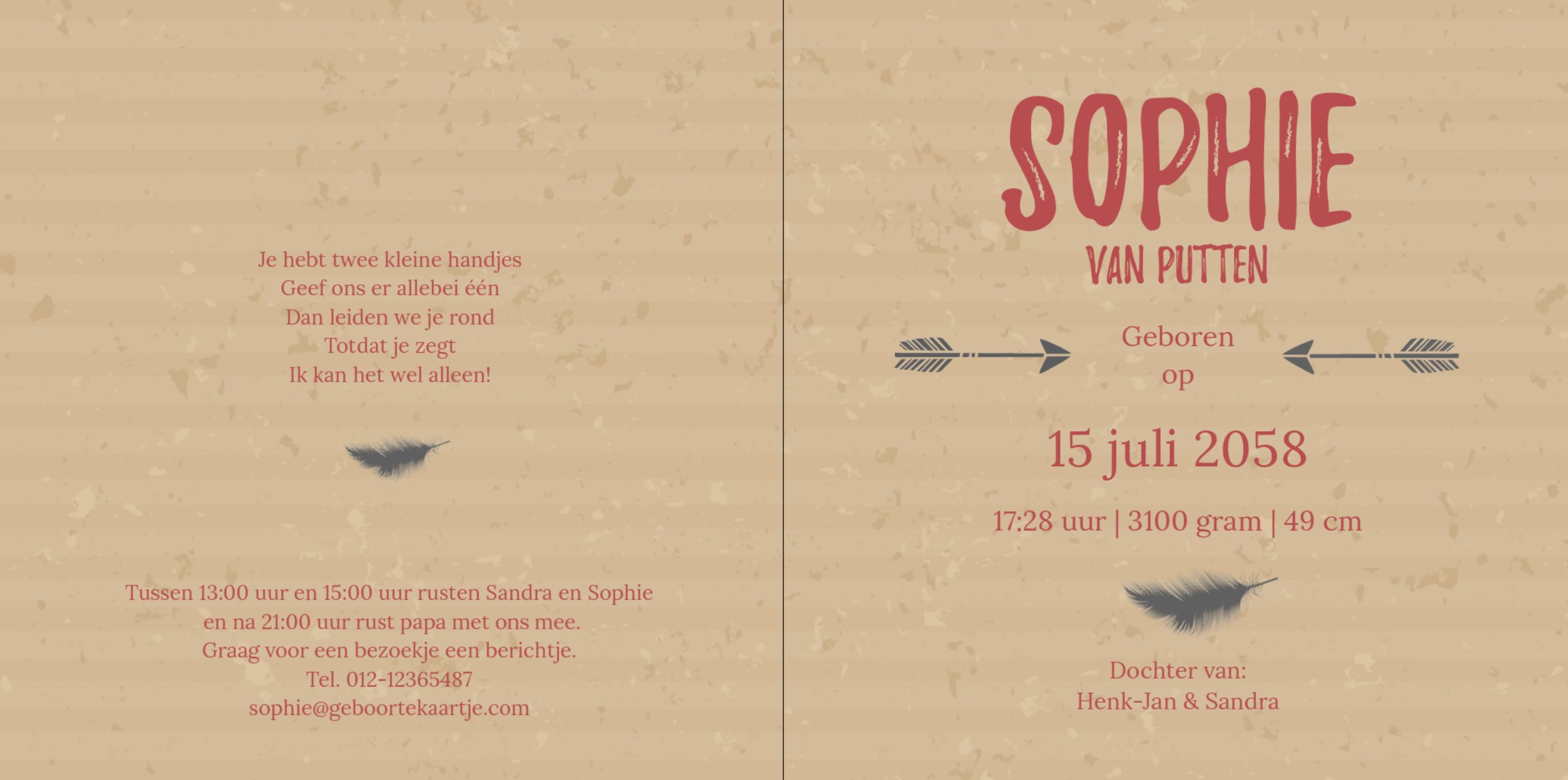 Meisjeskaartje met kinderwagen op kraftkarton Meisjeskaartje met kinderwagen op kraftkarton