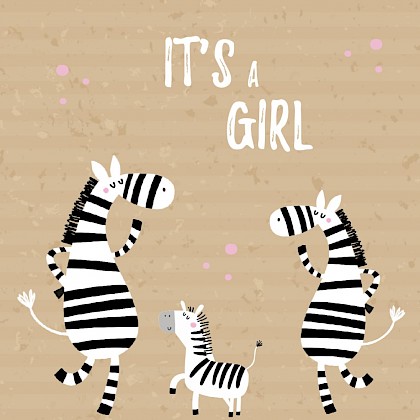 Gevouwen kaart "Zebra's op kraftmotief"