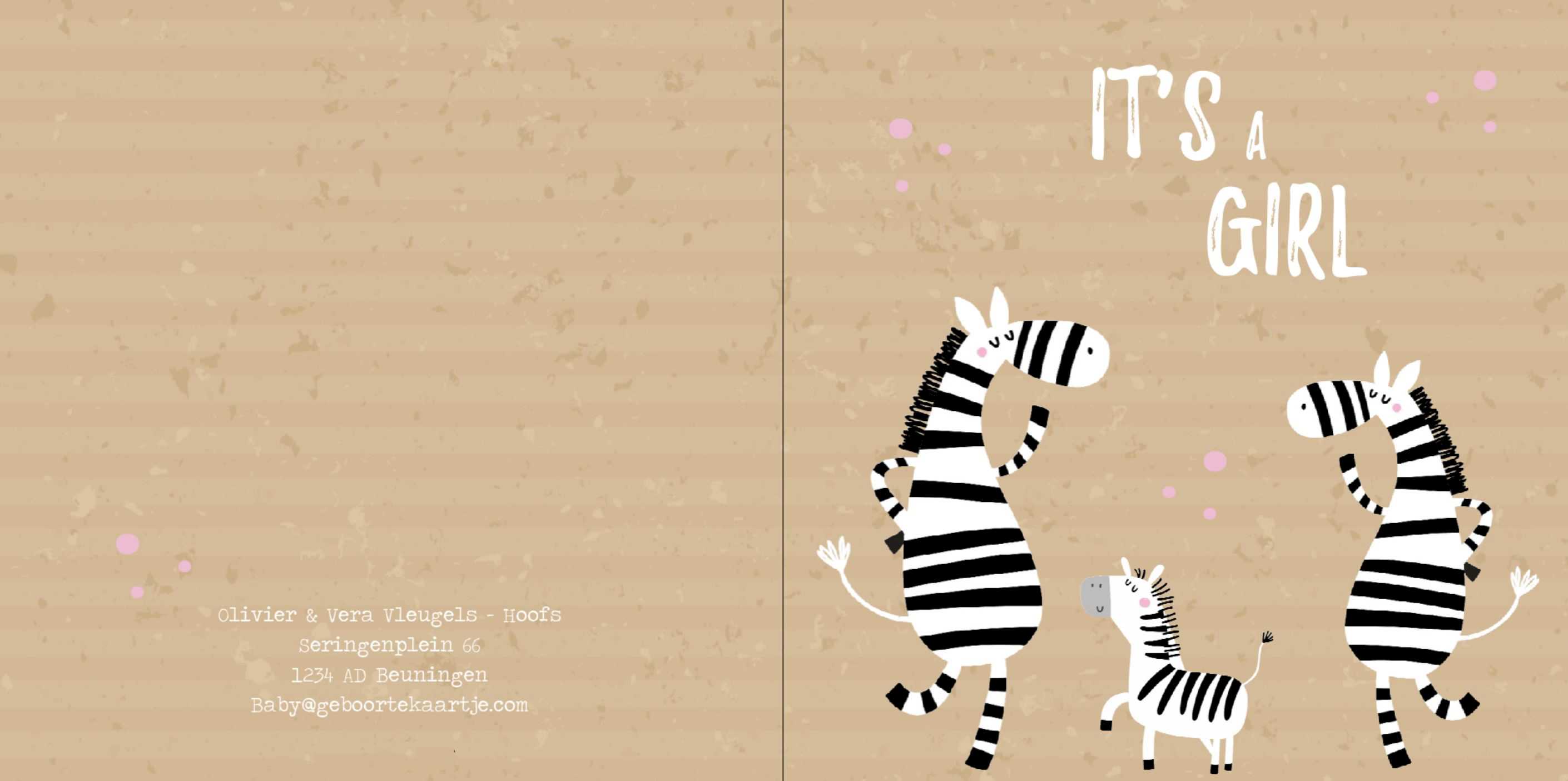 Gevouwen kaart "Zebra's op kraftmotief" Gevouwen kaart "Zebra's op kraftmotief"