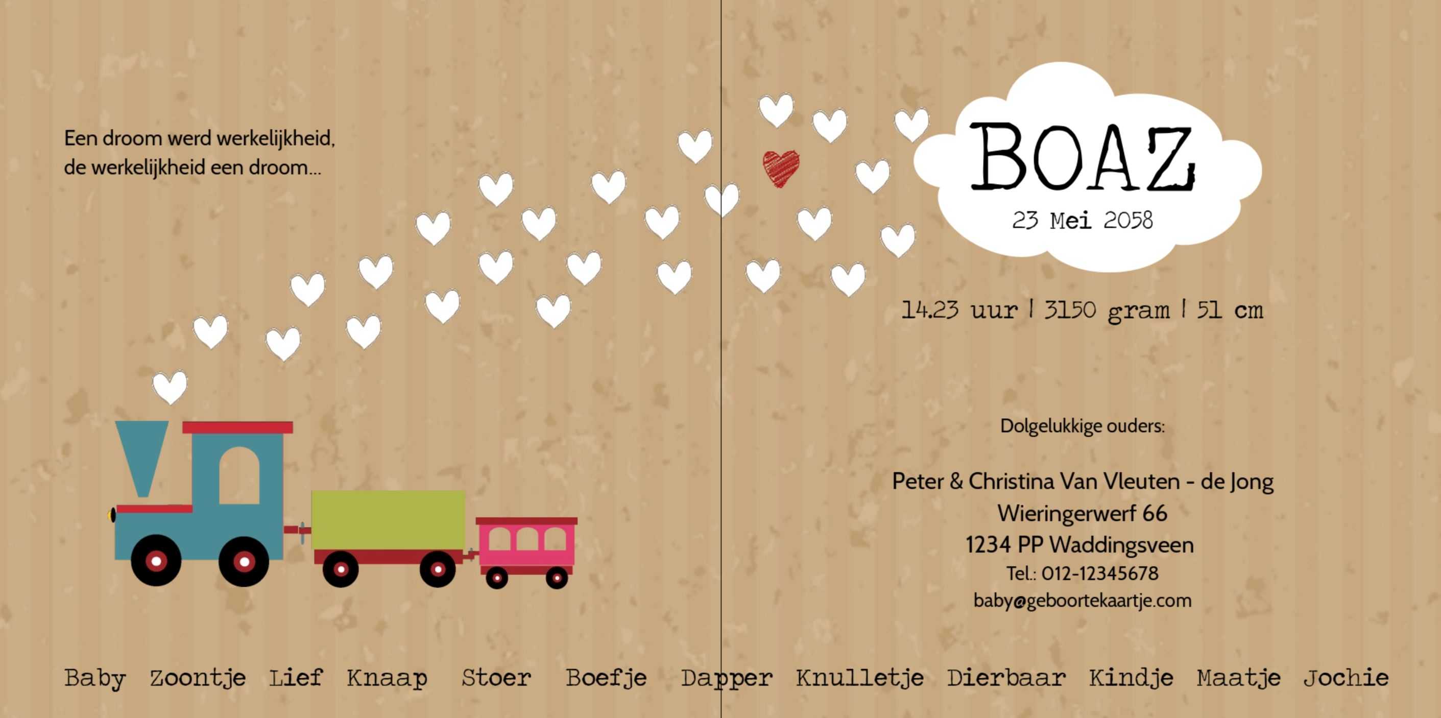 Kaartje met leuk treintje op kraft karton Kaartje met leuk treintje op kraft karton