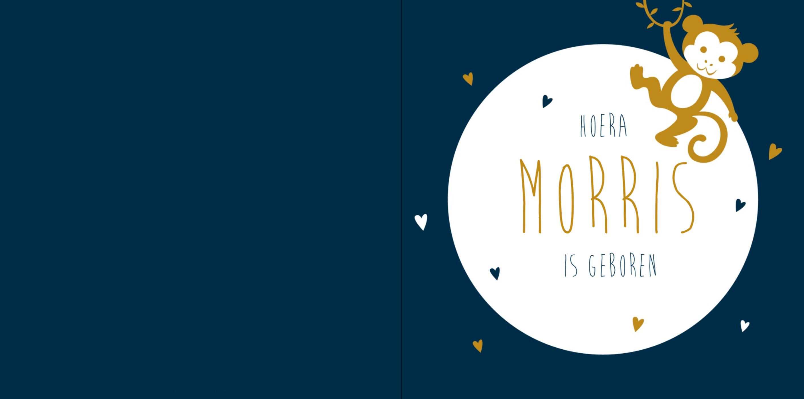 Kaartje met blauwe ondergrond en aapje Kaartje met blauwe ondergrond en aapje