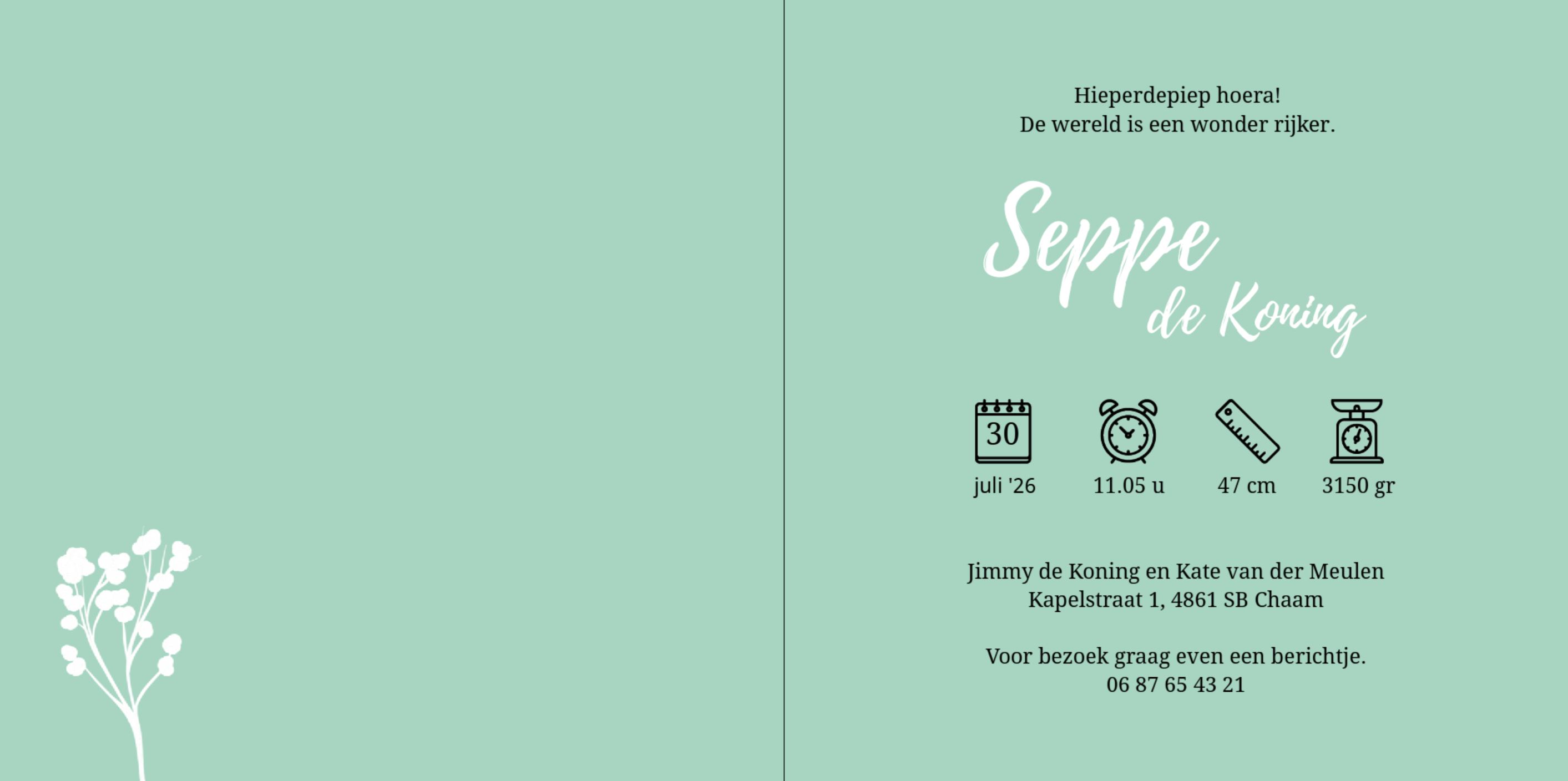 Kaartje met bladeren van bloemen Kaartje met bladeren van bloemen