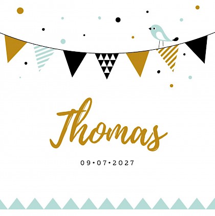 Kaartje een slinger en een vogeltje