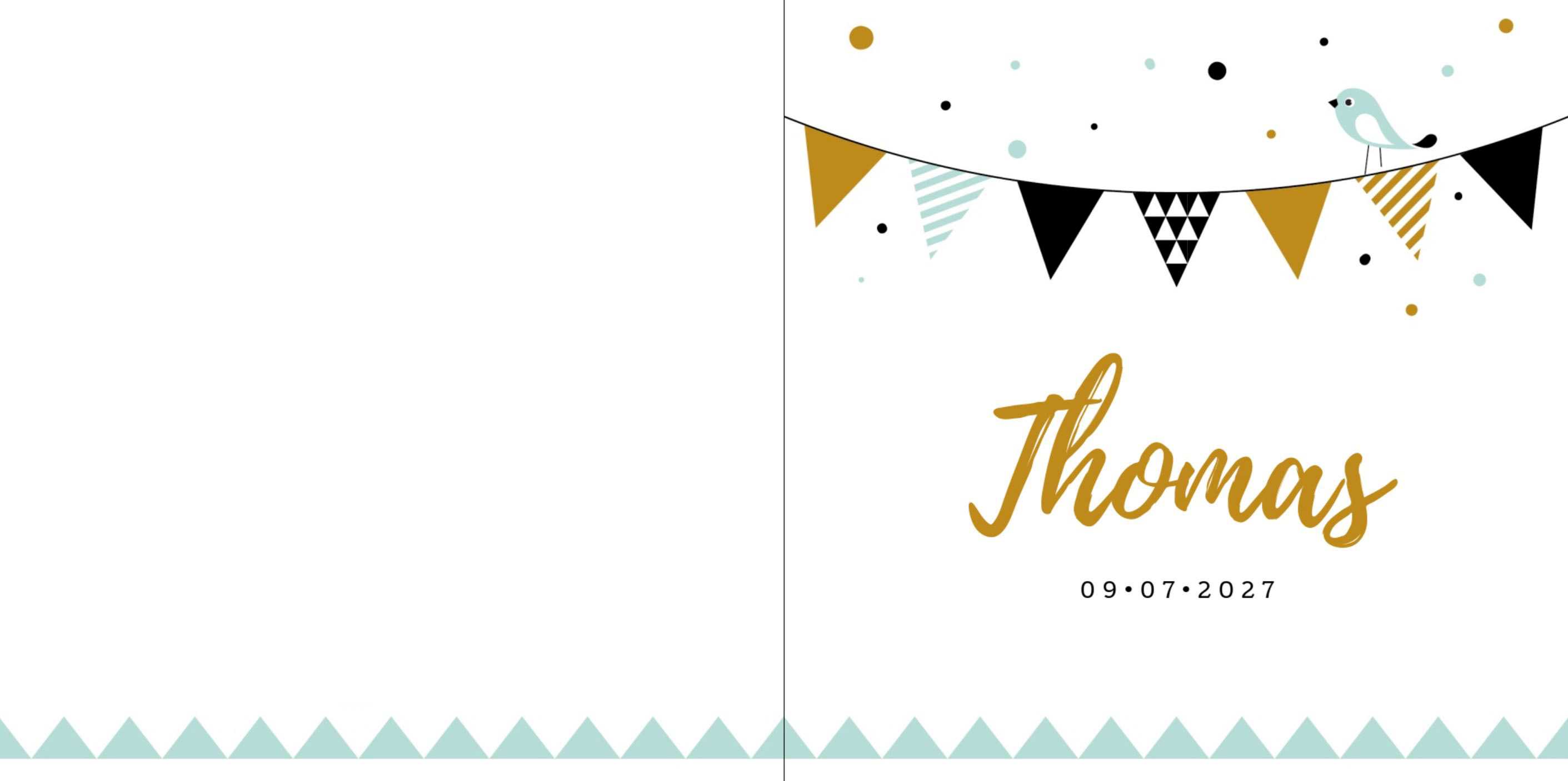 Kaartje een slinger en een vogeltje Kaartje een slinger en een vogeltje