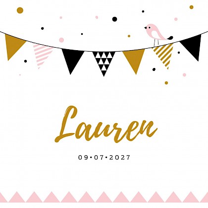 Kaartje een slinger en een vogeltje