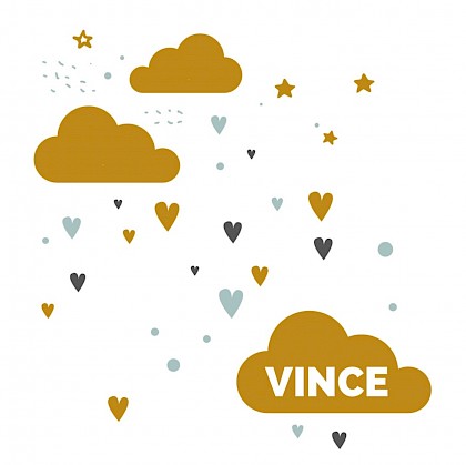 Kaartje met lieve wolkjes en hartjes