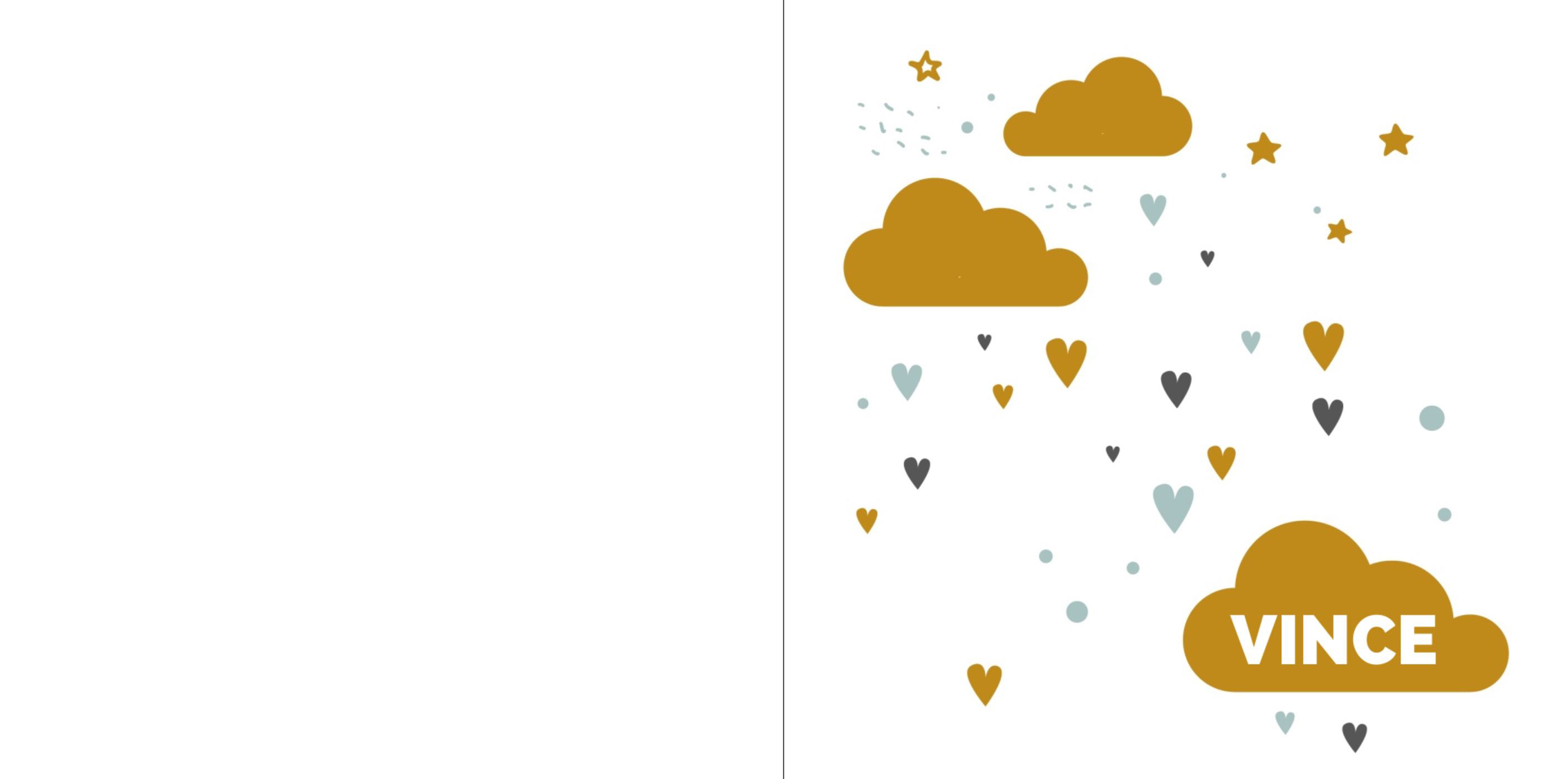 Kaartje met lieve wolkjes en hartjes Kaartje met lieve wolkjes en hartjes