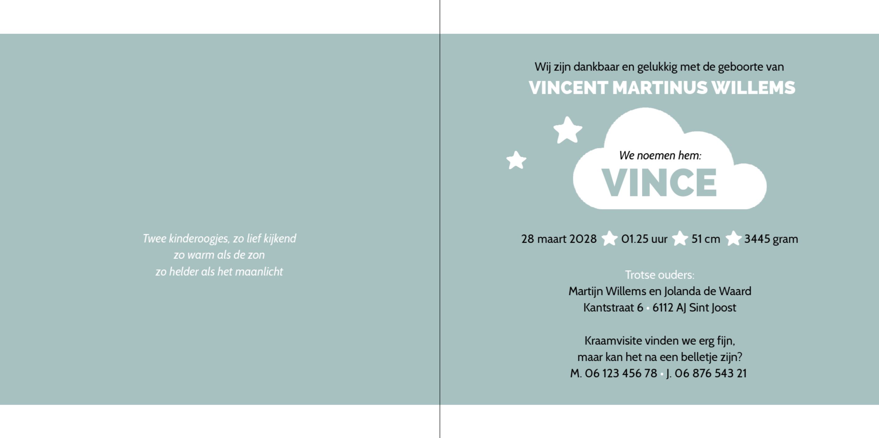 Kaartje met lieve wolkjes en hartjes Kaartje met lieve wolkjes en hartjes