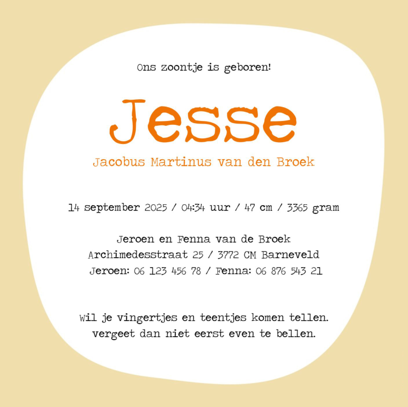 Jongenskaartje met een vosje Jongenskaartje met een vosje