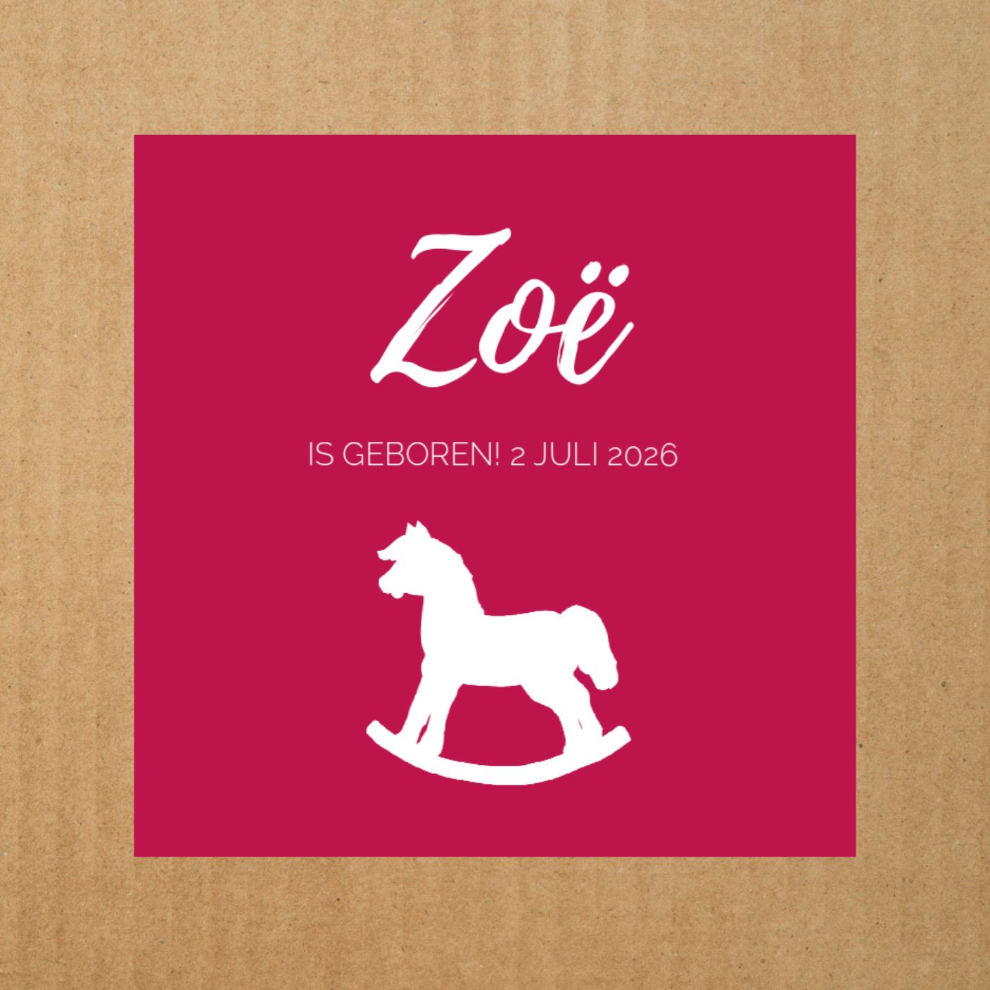 Geboortekaartje met een schommelpaard Geboortekaartje met een schommelpaard