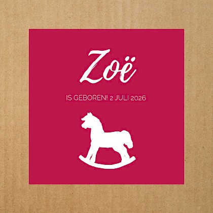 Geboortekaartje met een schommelpaard