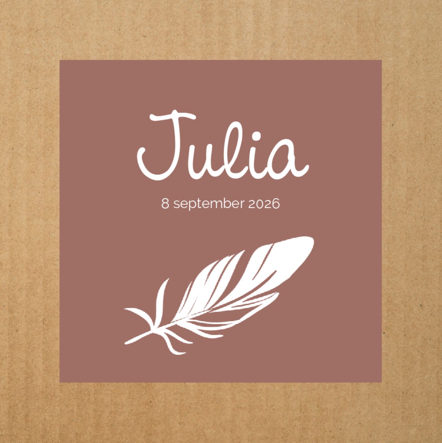 Geboortekaartje met een veer Geboortekaartje met een veer