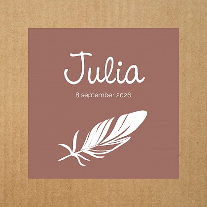 Geboortekaartje met een veer