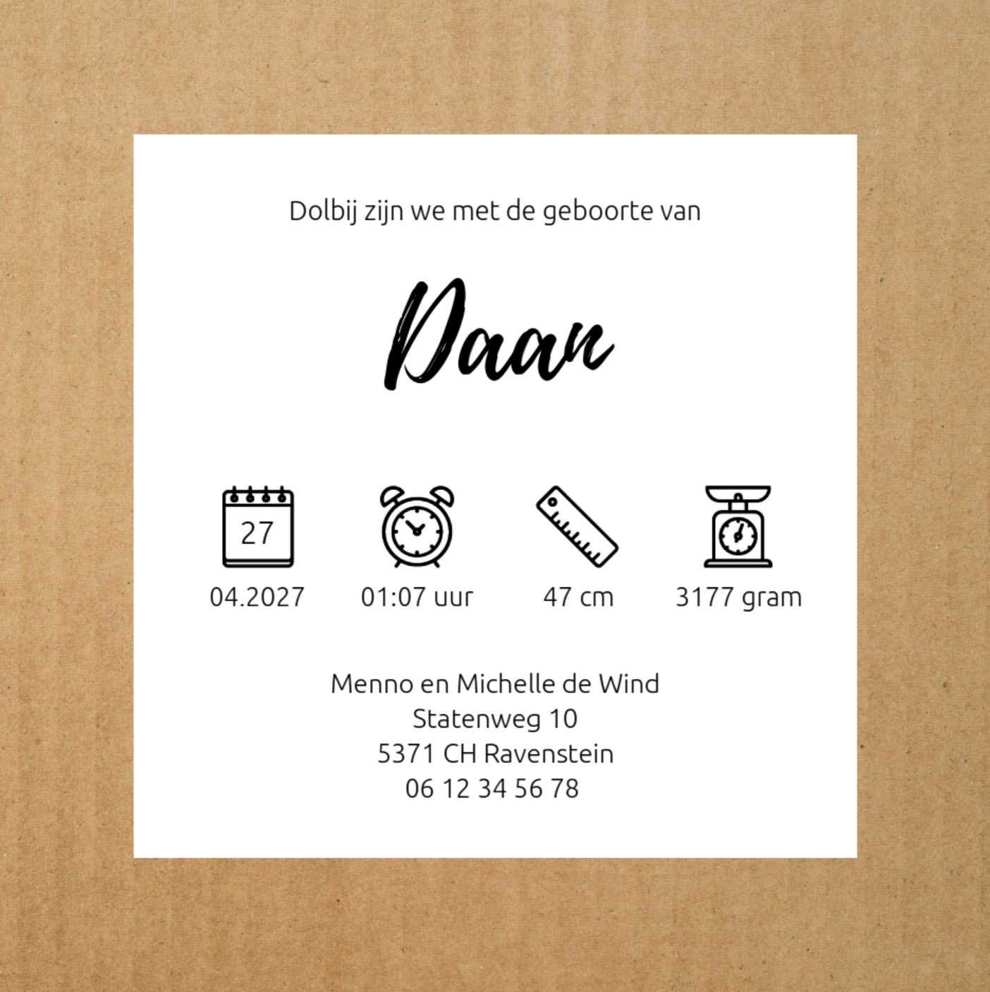 Geboortekaartje met een hartje Geboortekaartje met een hartje