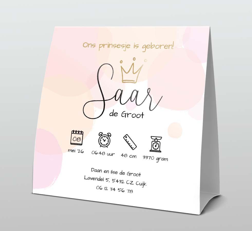 Tentkaart aquarel cirkels roze Tentkaart aquarel cirkels roze