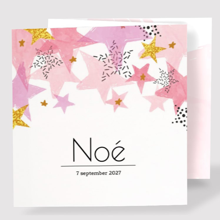 Drieluik kaart met getekende roze sterren Drieluik kaart met getekende roze sterren