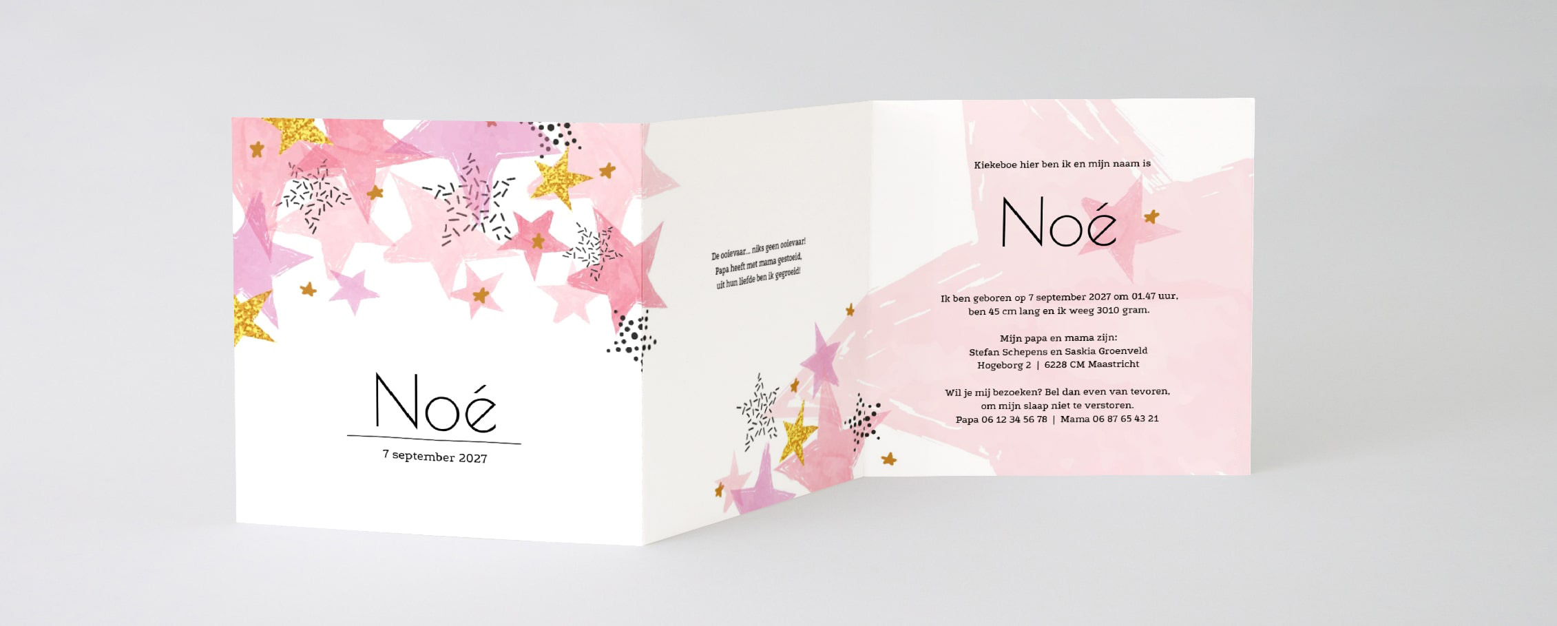 Drieluik kaart met getekende roze sterren Drieluik kaart met getekende roze sterren