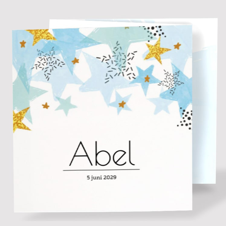 Drieluik kaart met getekende blauwe sterren Drieluik kaart met getekende blauwe sterren