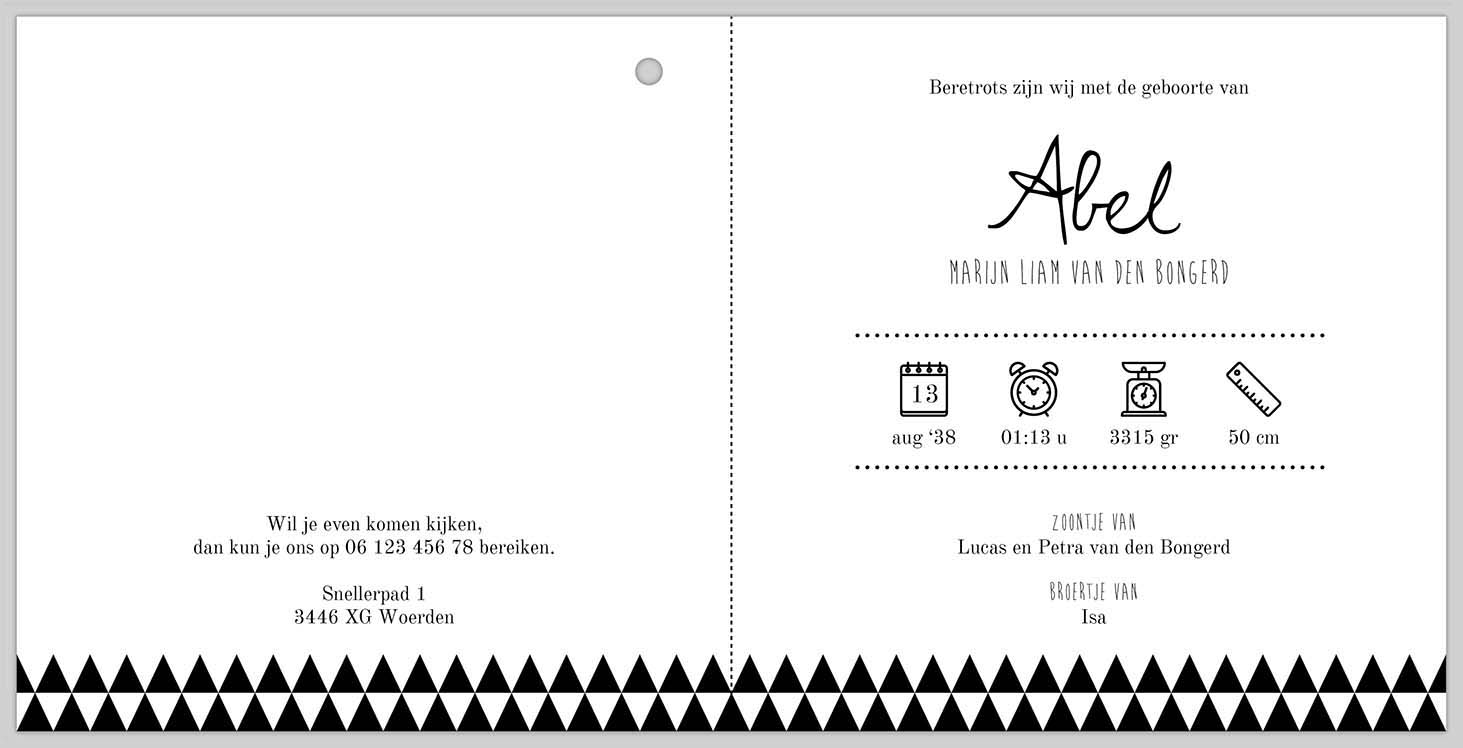 Kraftlook geboortekaartje met beer en labeltje Kraftlook geboortekaartje met beer en labeltje