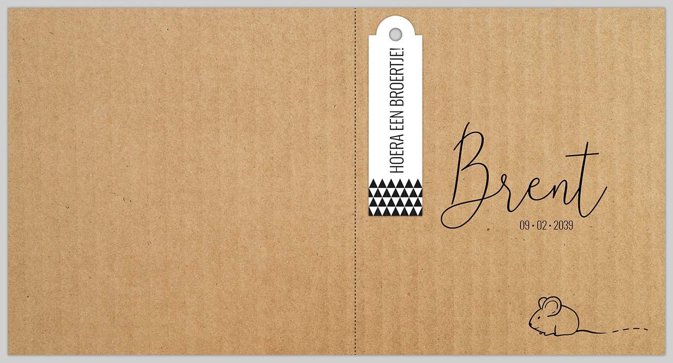 Kraftlook geboortekaartje met muis en labeltje Kraftlook geboortekaartje met muis en labeltje