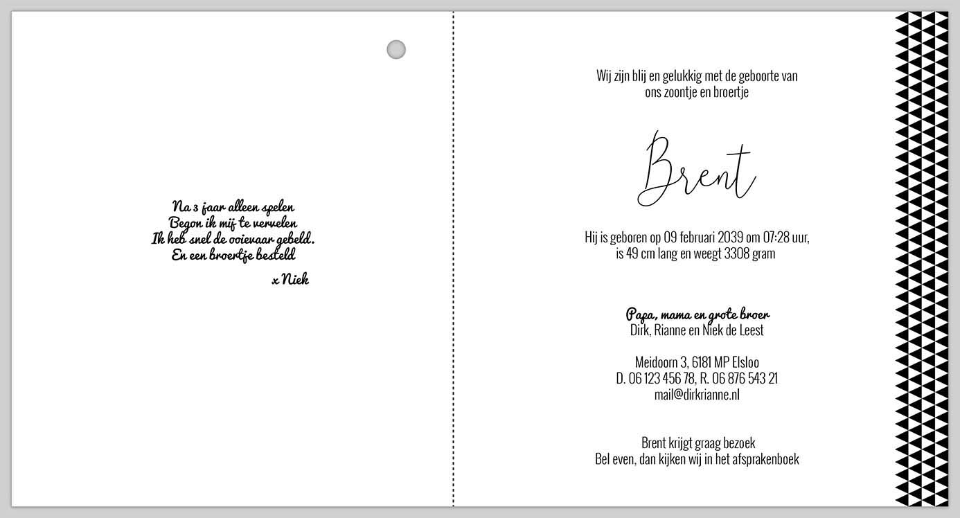 Kraftlook geboortekaartje met muis en labeltje Kraftlook geboortekaartje met muis en labeltje