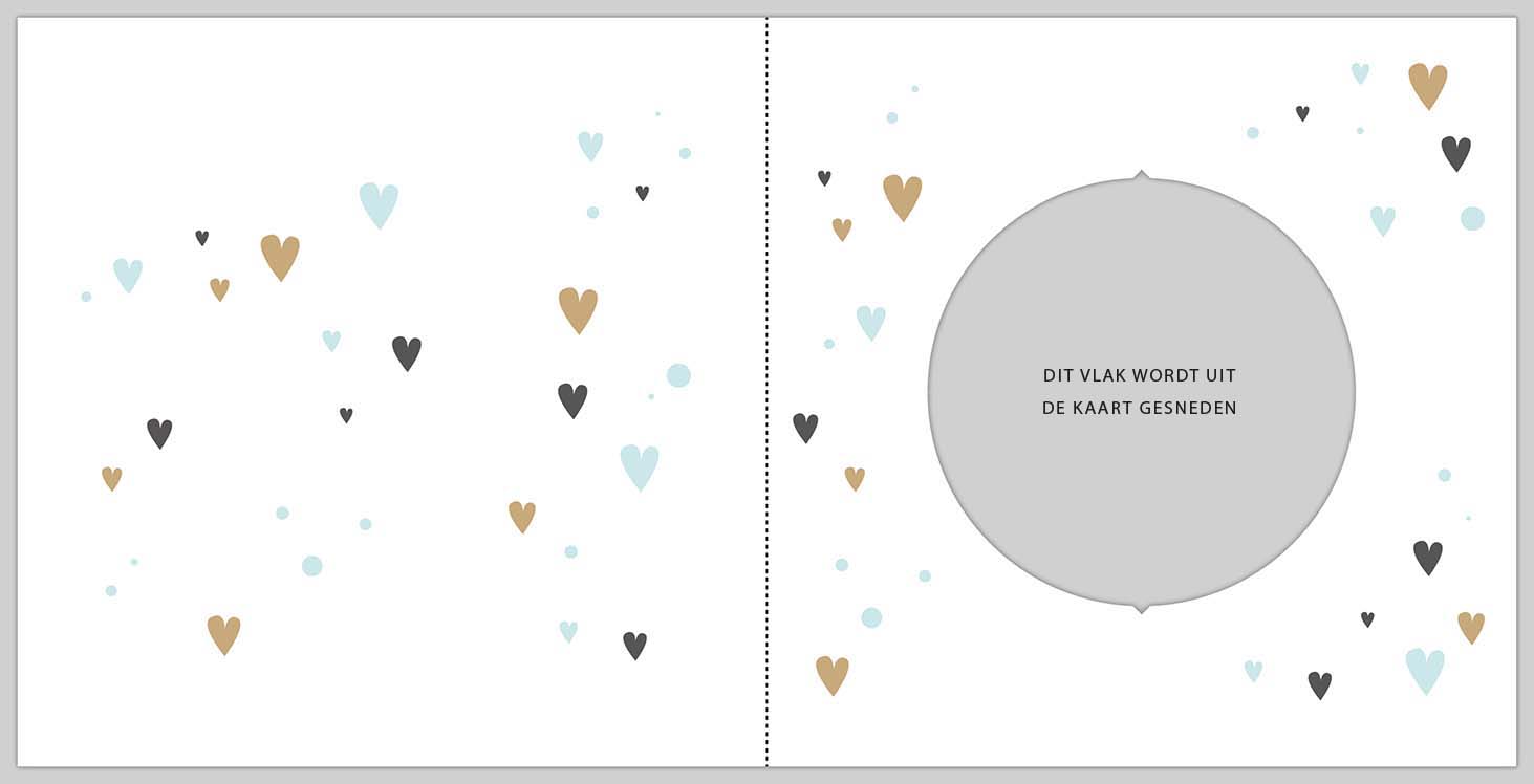 Geboortekaartje met hartjes en bewegende cirkel blauw Geboortekaartje met hartjes en bewegende cirkel blauw