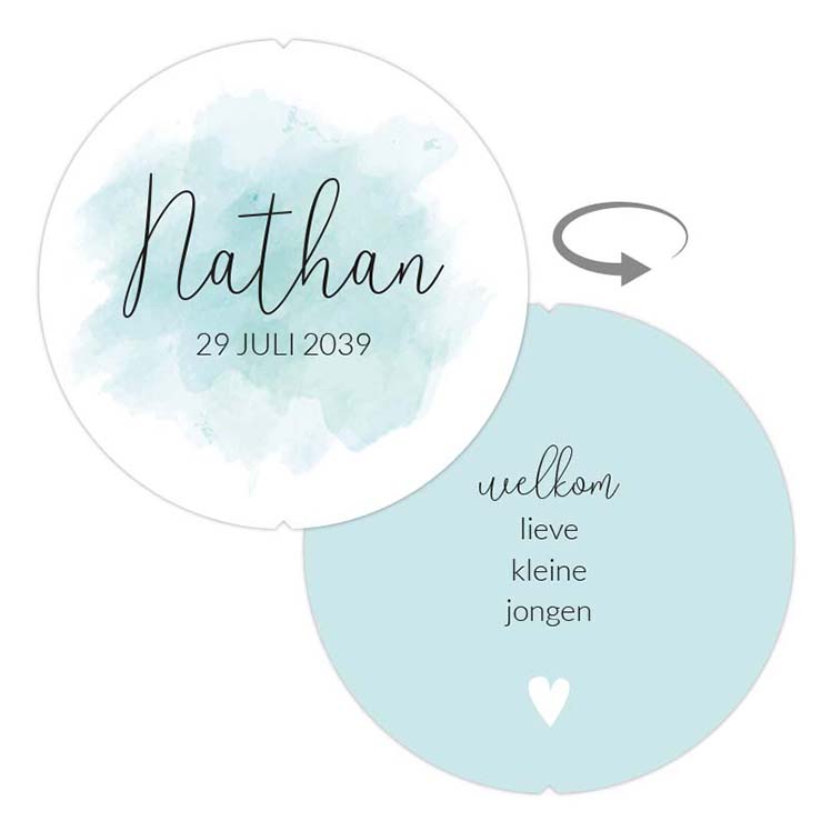 Geboortekaartje met hartjes en bewegende cirkel blauw Geboortekaartje met hartjes en bewegende cirkel blauw