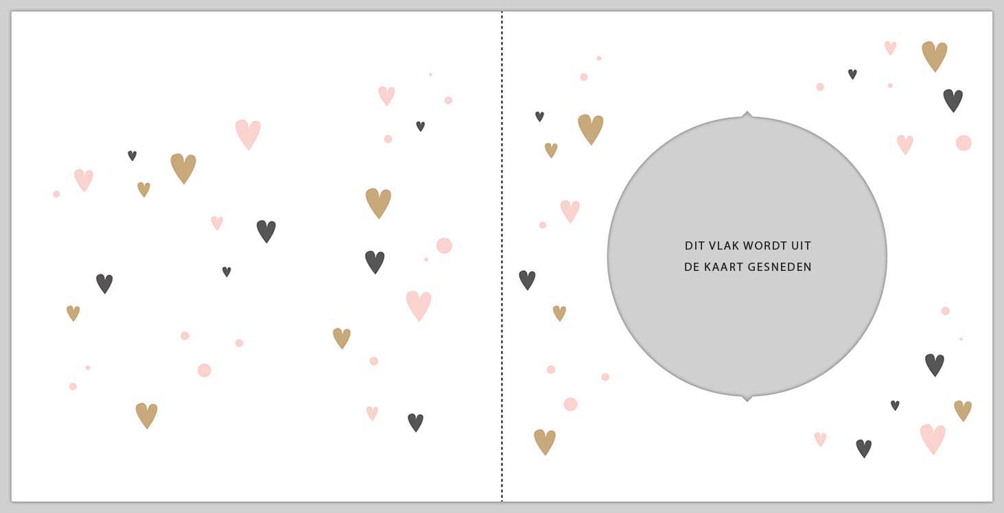 Geboortekaartje met hartjes en bewegende cirkel roze Geboortekaartje met hartjes en bewegende cirkel roze