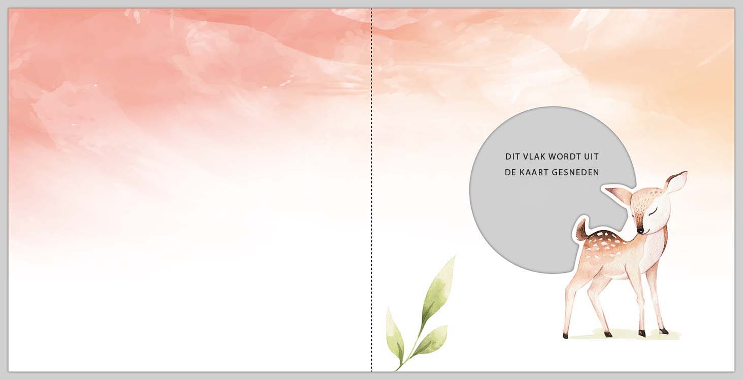 Geboortekaartje met hertje en waterverf Geboortekaartje met hertje en waterverf