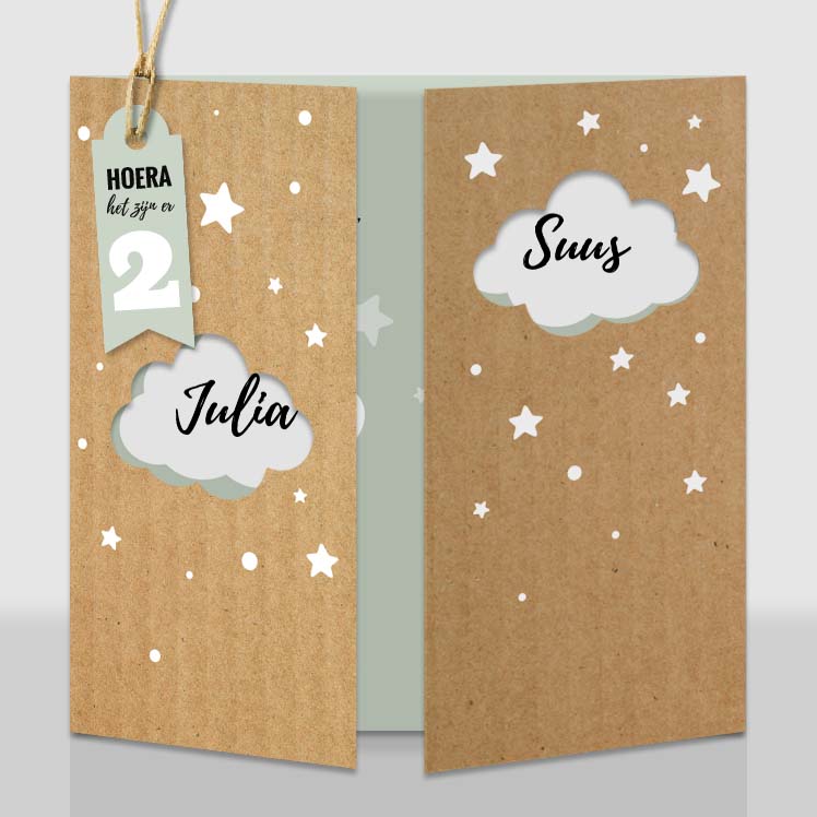 Geboortekaartje kraftlook voor tweeling Geboortekaartje kraftlook voor tweeling