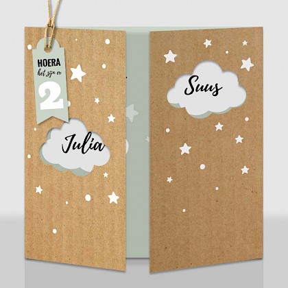 Geboortekaartje kraftlook voor tweeling