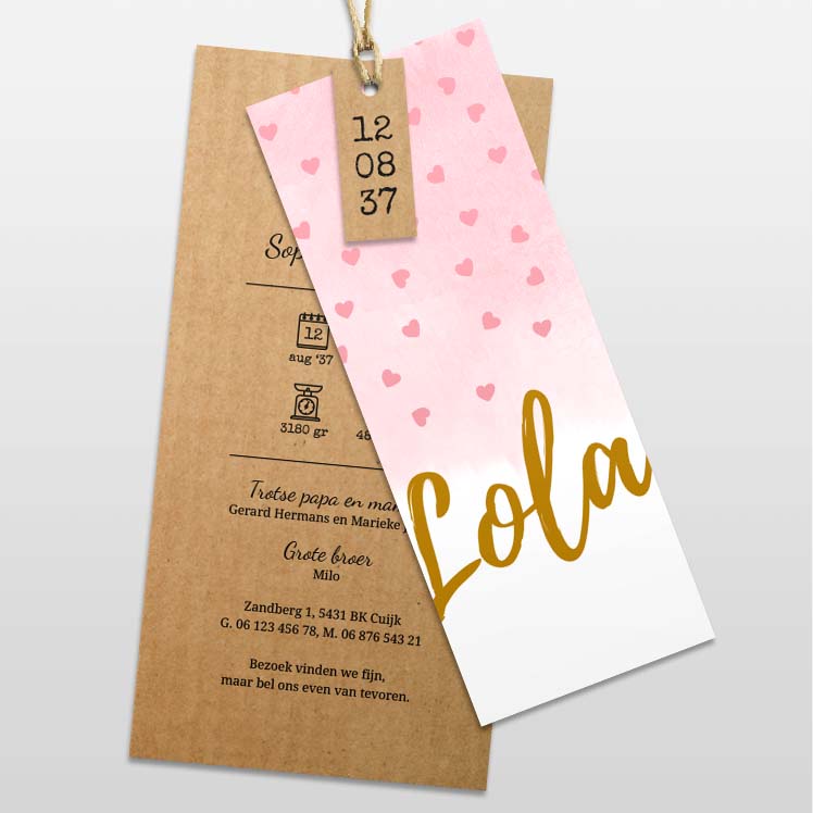 Stapelkaartje met roze hartjes Stapelkaartje met roze hartjes