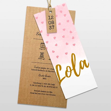 Stapelkaartje met roze hartjes Stapelkaartje met roze hartjes