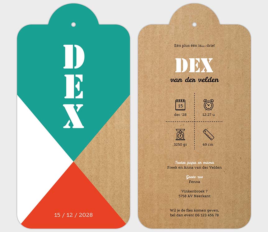 Labelkaartje geometrie turquoise Labelkaartje geometrie turquoise