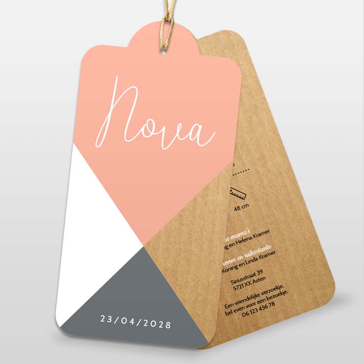 Labelkaartje geometrie roze Labelkaartje geometrie roze