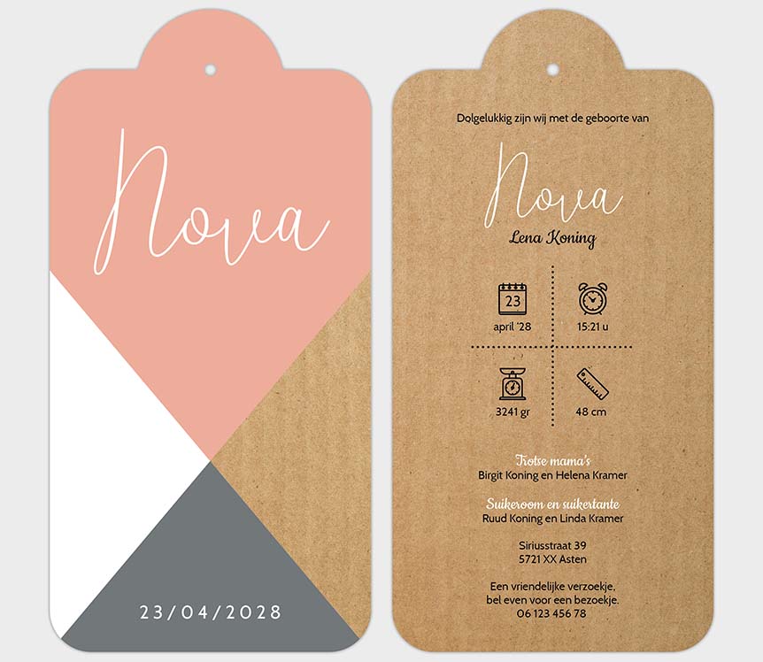 Labelkaartje geometrie roze Labelkaartje geometrie roze