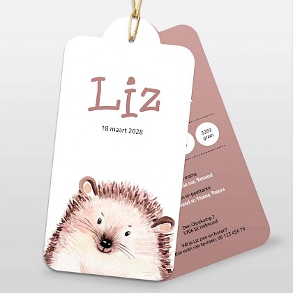 Labelkaartje met egel