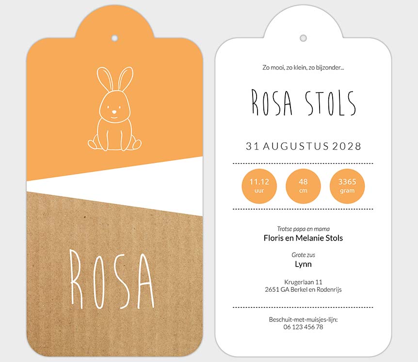 Labelkaartje geometrie met konijn Labelkaartje geometrie met konijn