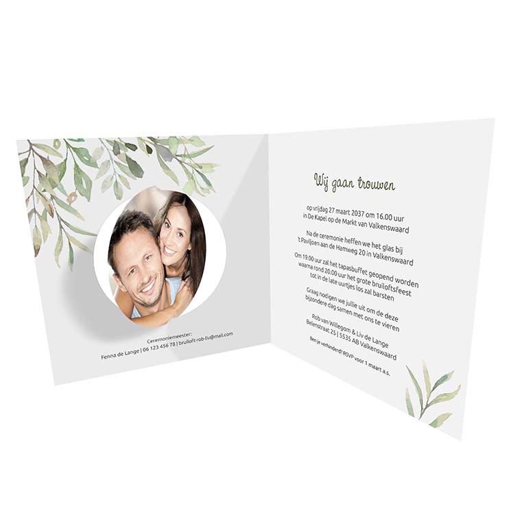 3D trouwkaart botanisch 3D trouwkaart botanisch