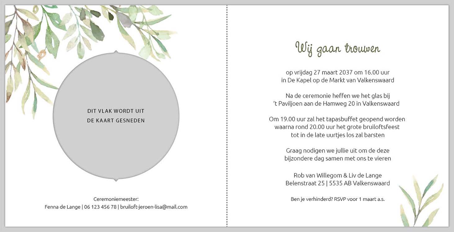 3D trouwkaart botanisch 3D trouwkaart botanisch