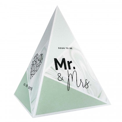 Tipi save-the-date kaart met mint marmer